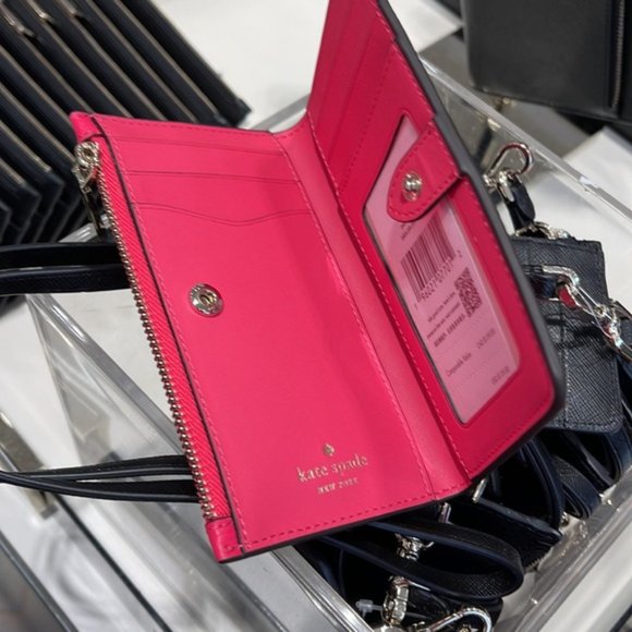 Kate Spade Leila Small Slim Bifold Wallet Bikini Pink Color - Picture 10 of 16